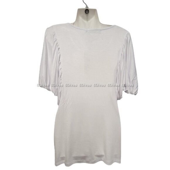 White Cotton Dolman Sleeve Top Sizes M/L, L/XL, XL/XXL - NWT - Picture 3 of 10